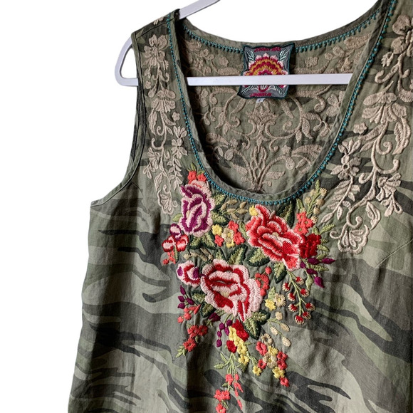 Johnny Was Adeline Linen Embroidered Sleeveless Shift Dress, size L - Picture 5 of 9